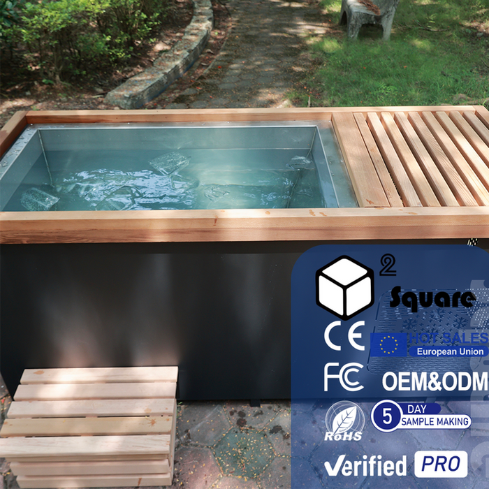 Cedar & Stainless Steel Outdoor Ice Bath Tub Cold Plunge With Chiller and Filter